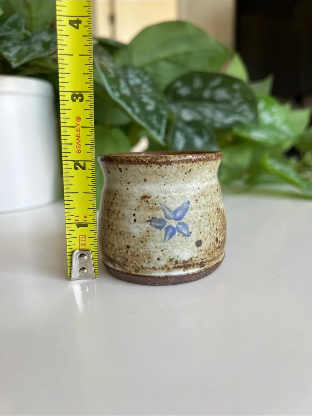 Small Mini Handmade Pottery Vase Match Holder Vintage